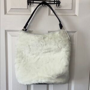 Elegant White Faux Fur Women's Bag